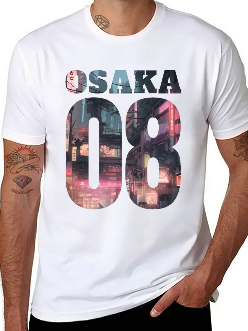 Osaka 08 Cityscape Graphic Tee - Black