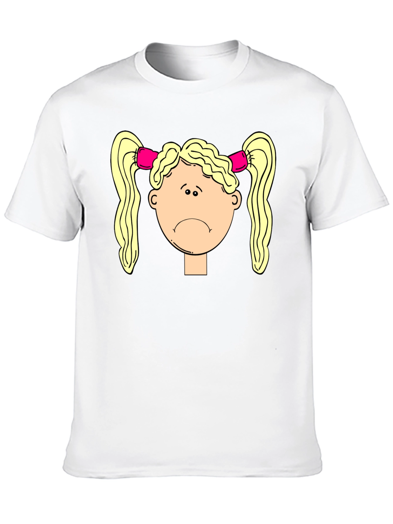 Sad Girl Cartoon Graphic Black T-Shirt
