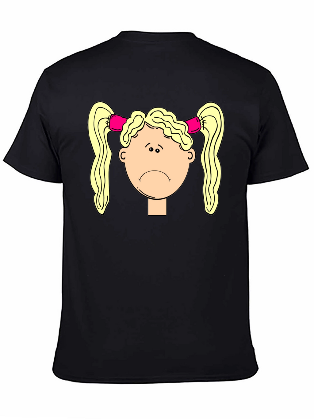 Sad Girl Cartoon Graphic Black T-Shirt
