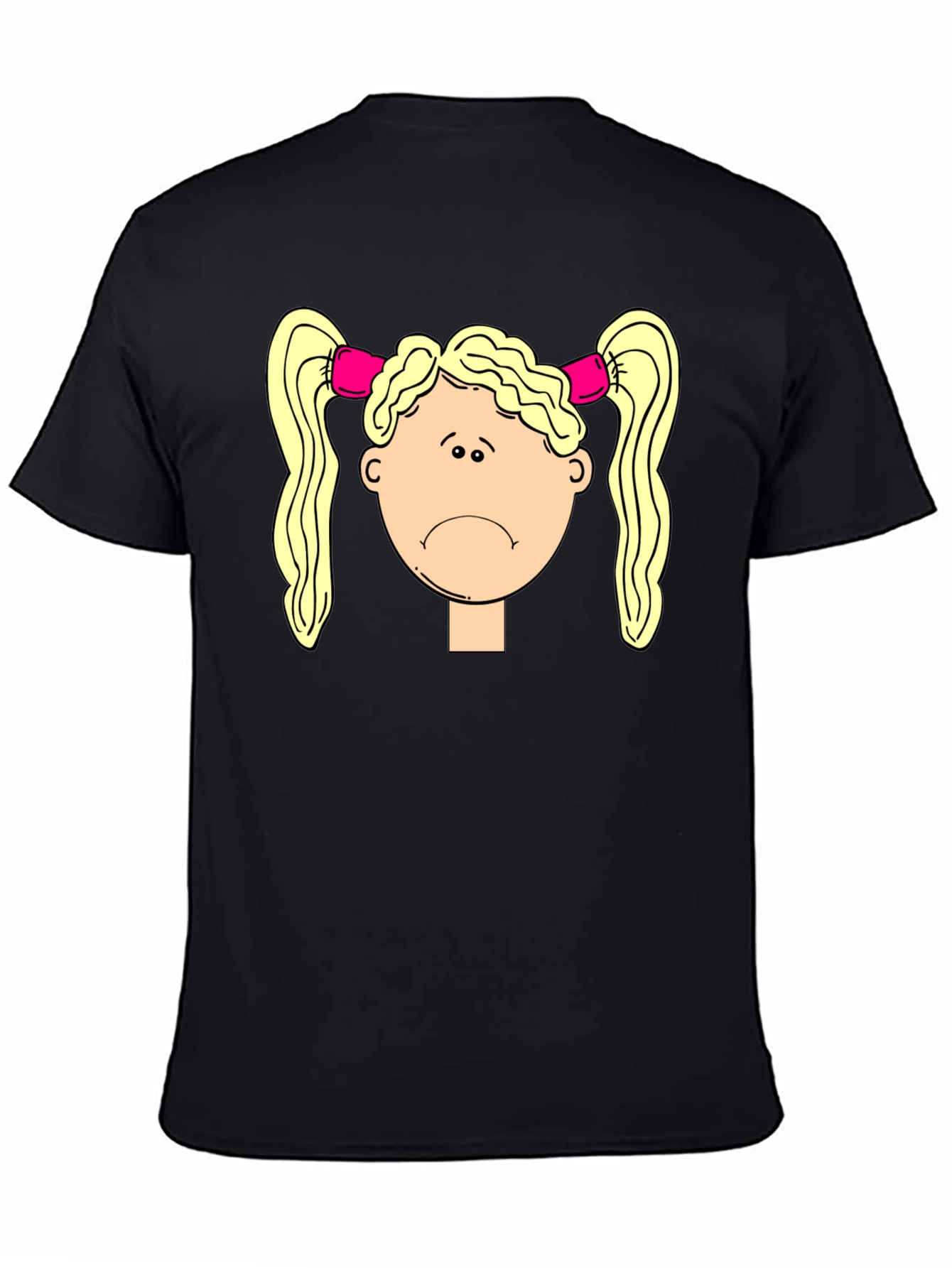 Sad Girl Cartoon Graphic Black T-Shirt