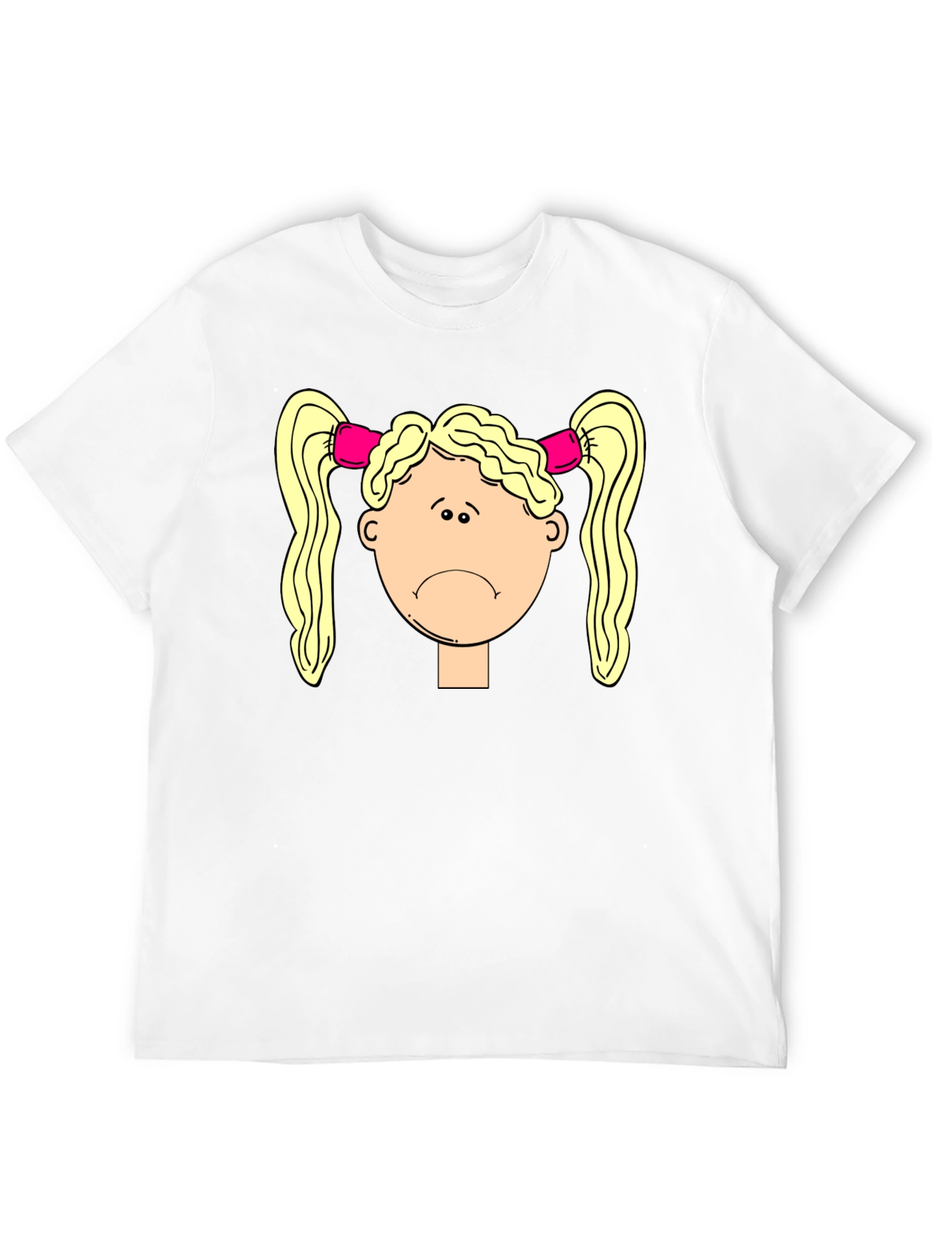Sad Girl Cartoon Graphic Black T-Shirt