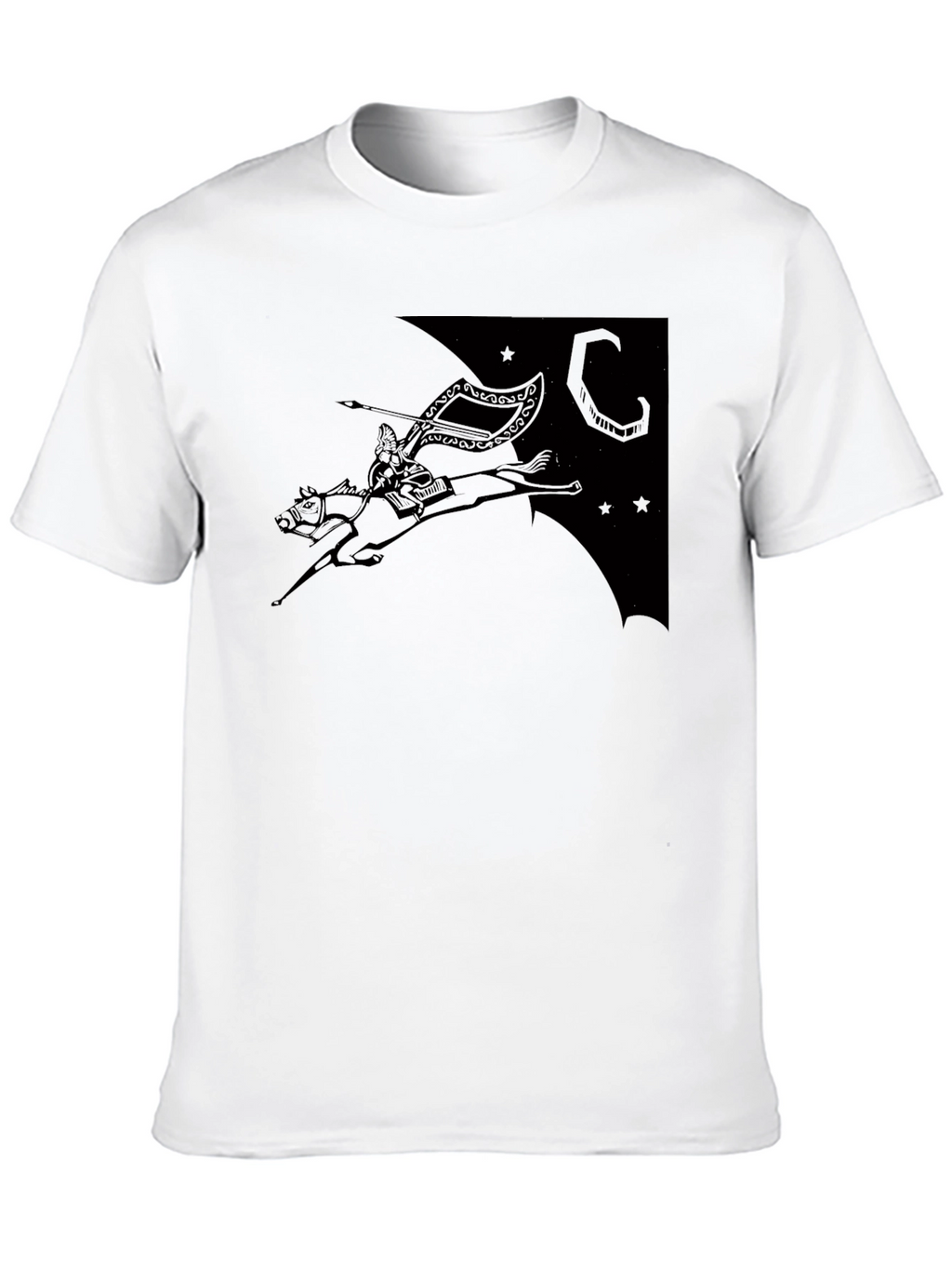 Black T-Shirt with Horse Rider Print