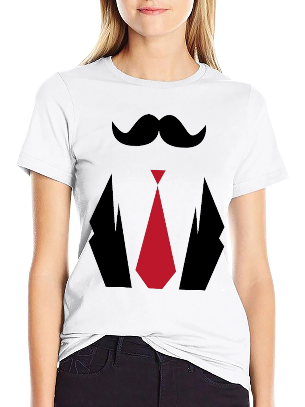 Mens Novelty Tuxedo T-Shirt - Mustache Tie Suit Design