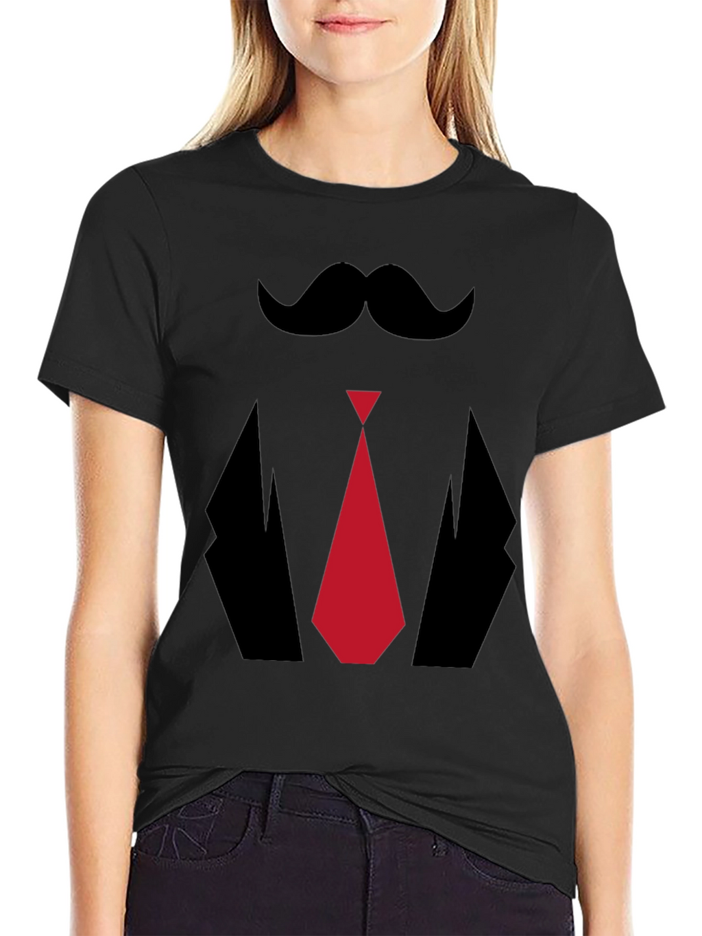 Mens Novelty Tuxedo T-Shirt - Mustache Tie Suit Design