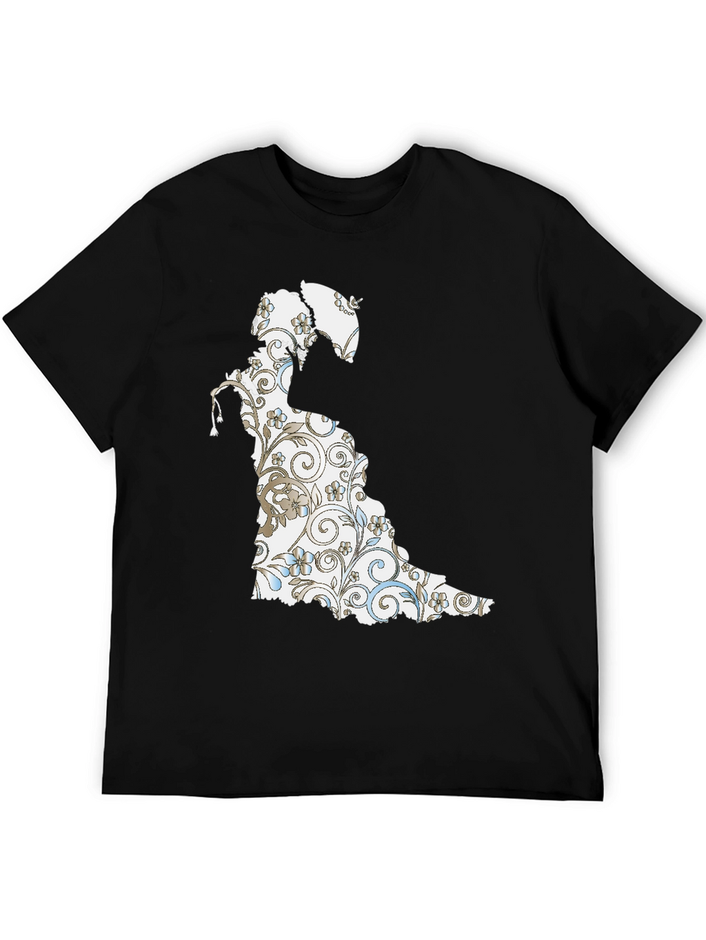 Floral Silhouette Graphic Tee - Black Cotton