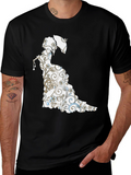 Floral Silhouette Graphic Tee - Black Cotton