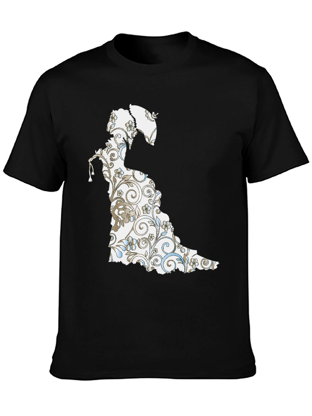 Floral Silhouette Graphic Tee - Black Cotton