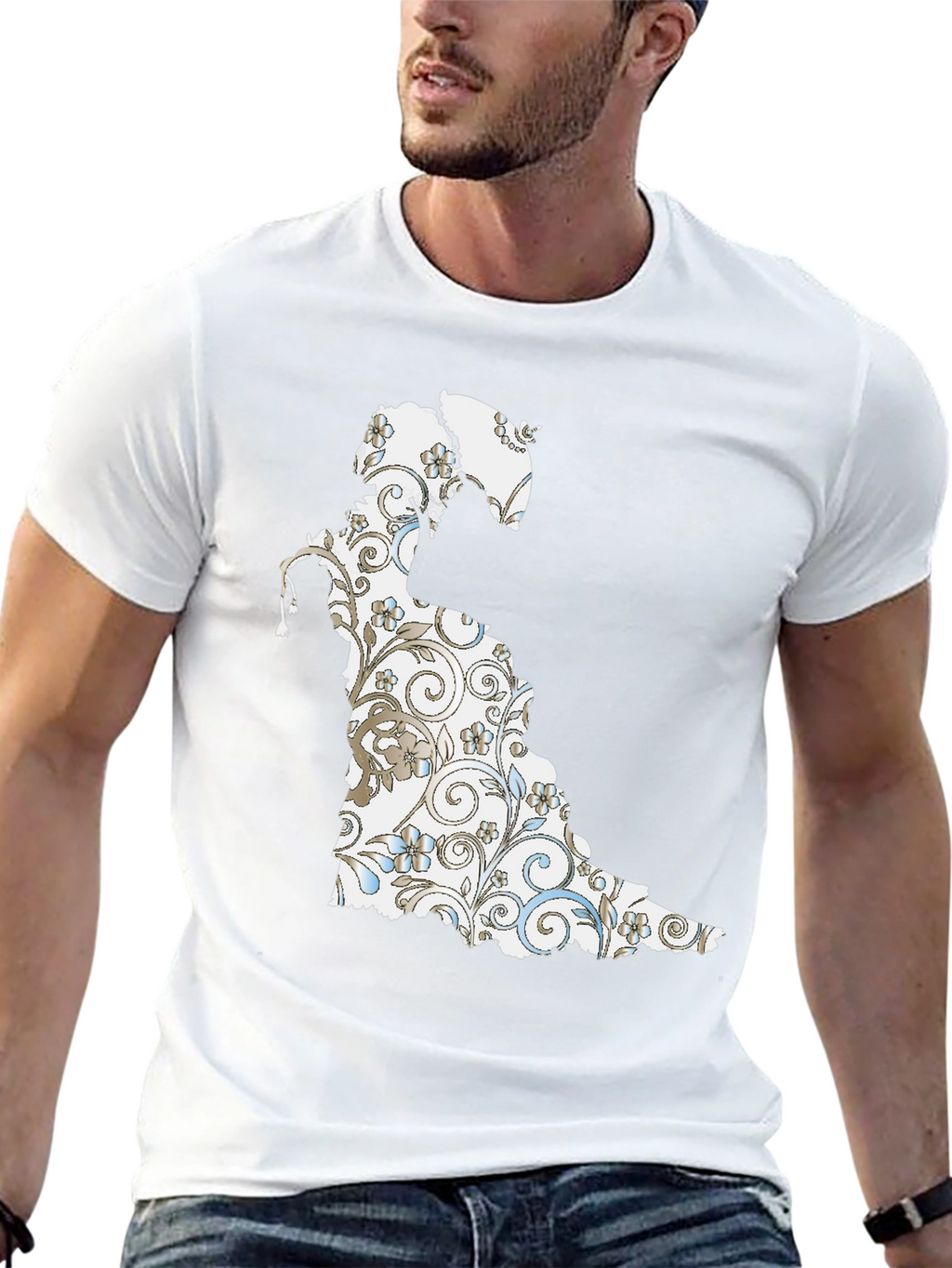Floral Silhouette Graphic Tee - Black Cotton