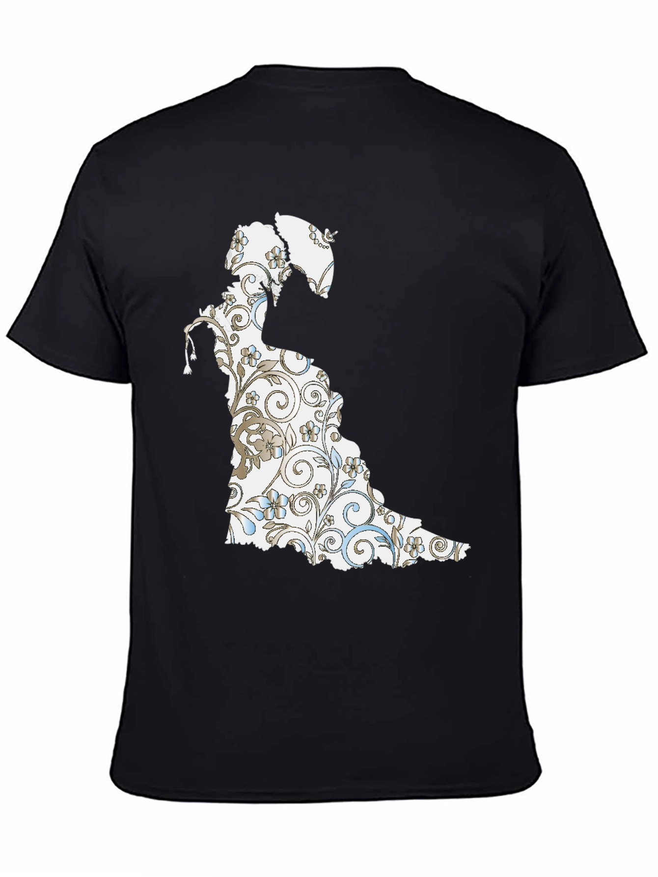 Floral Silhouette Graphic Tee - Black Cotton