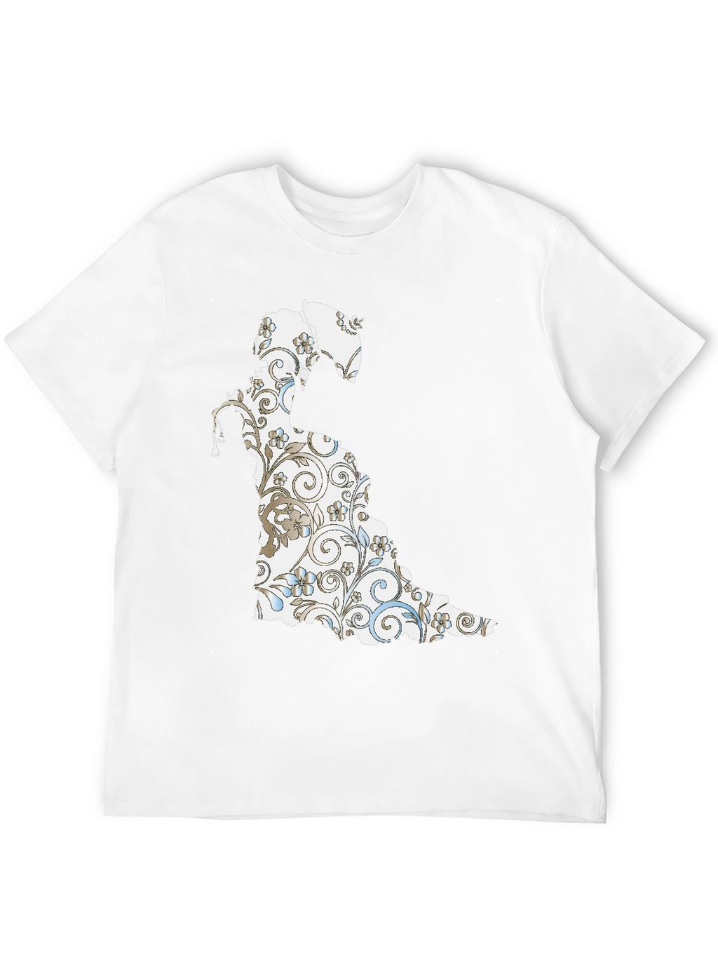 Floral Silhouette Graphic Tee - Black Cotton