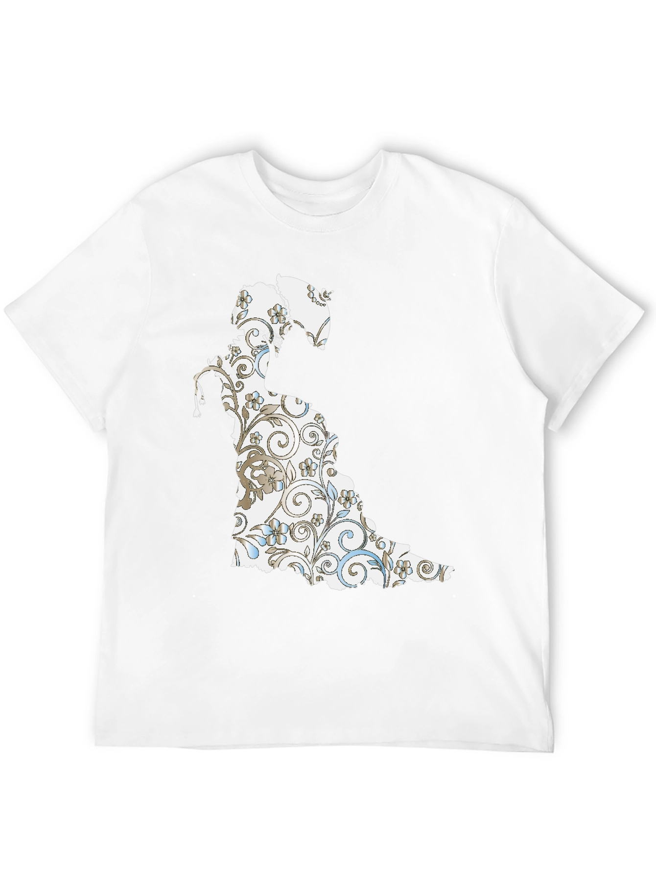 Floral Silhouette Graphic Tee - Black Cotton