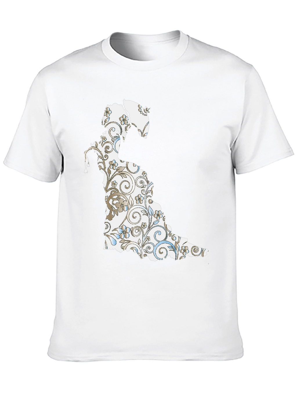 Floral Silhouette Graphic Tee - Black Cotton