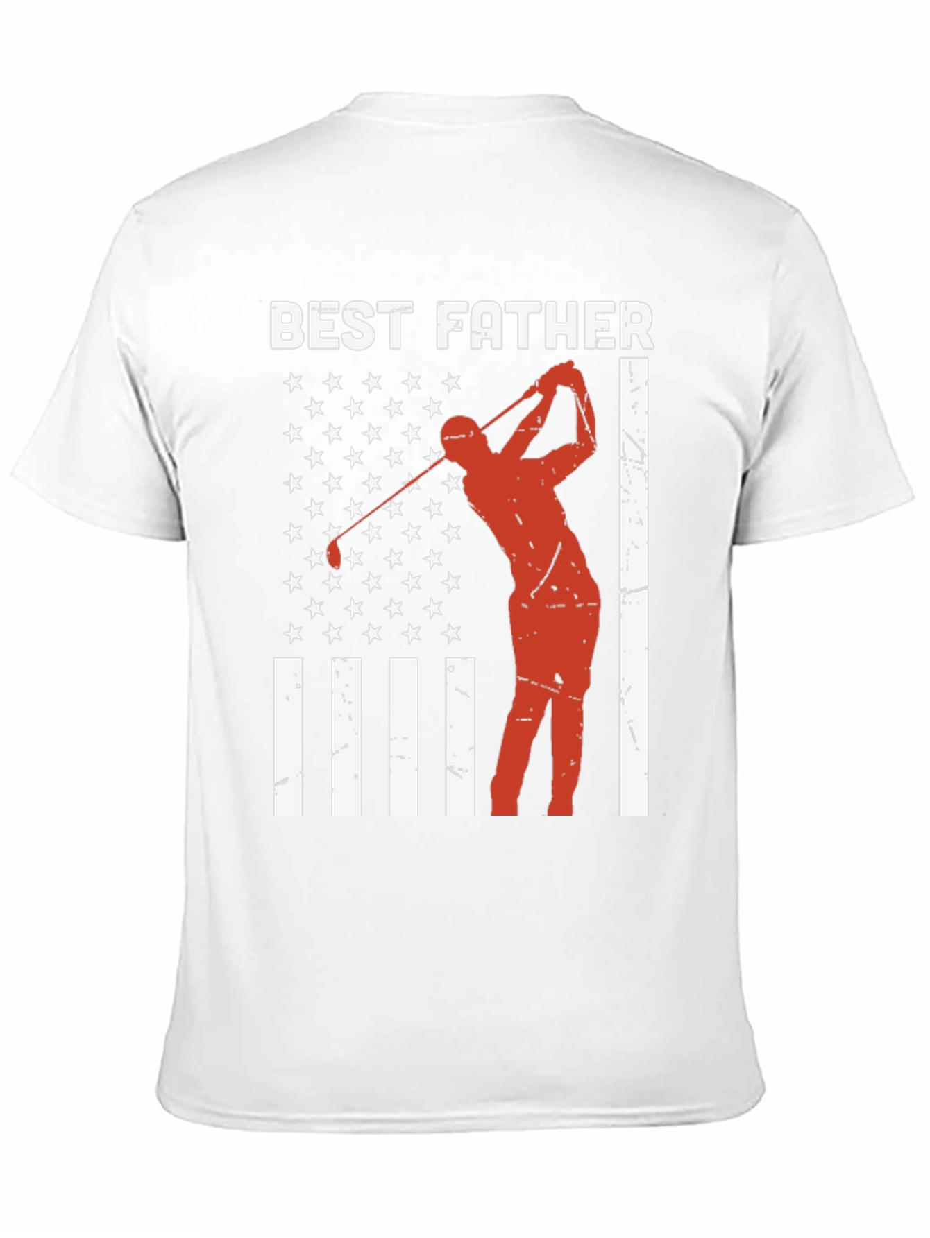 Best Father Golf T-Shirt - American Flag Design