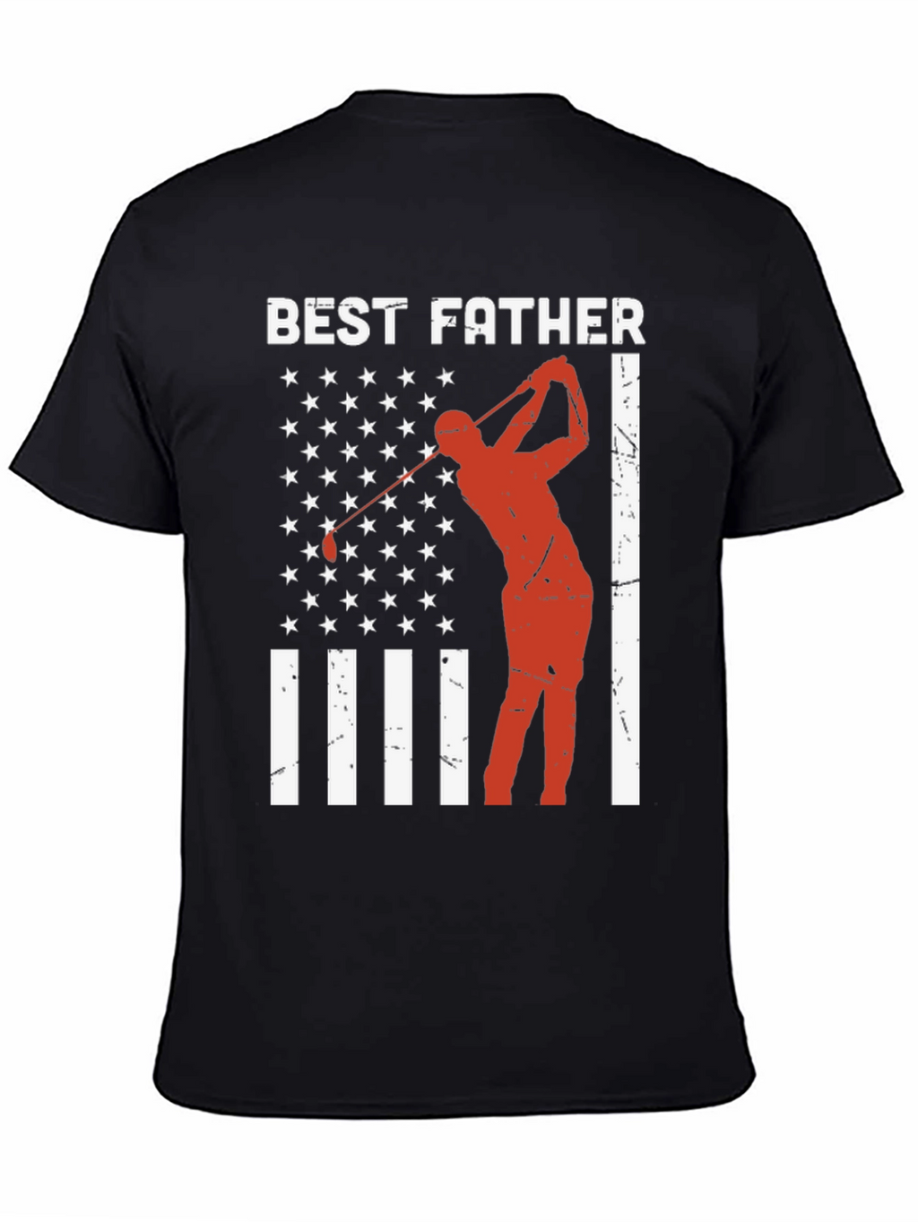 Best Father Golf T-Shirt - American Flag Design