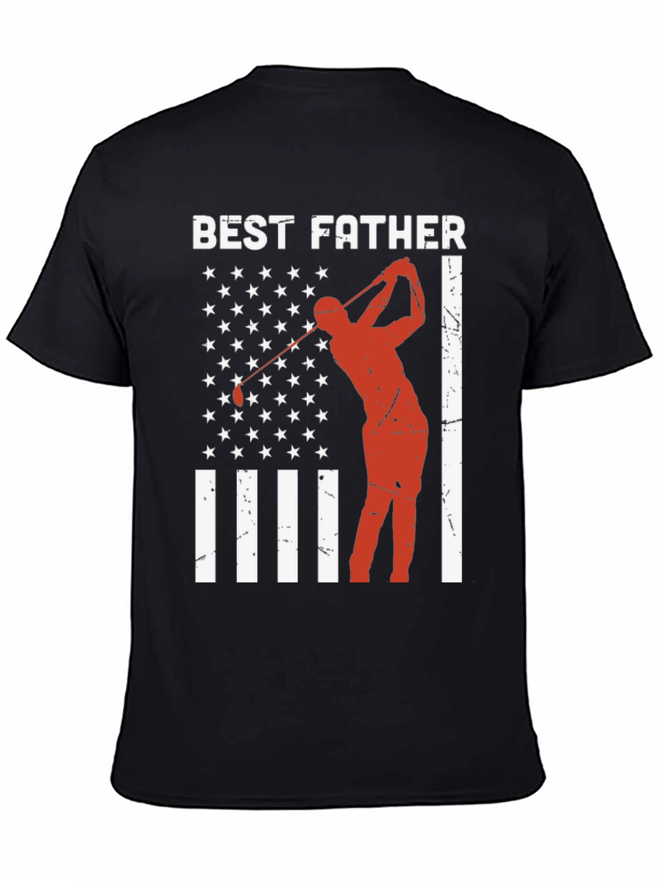Best Father Golf T-Shirt - American Flag Design