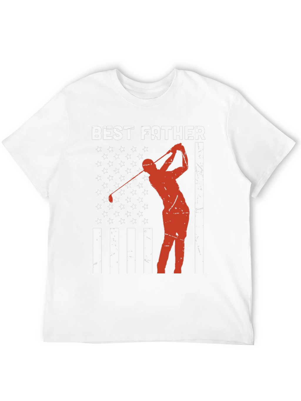Best Father Golf T-Shirt - American Flag Design