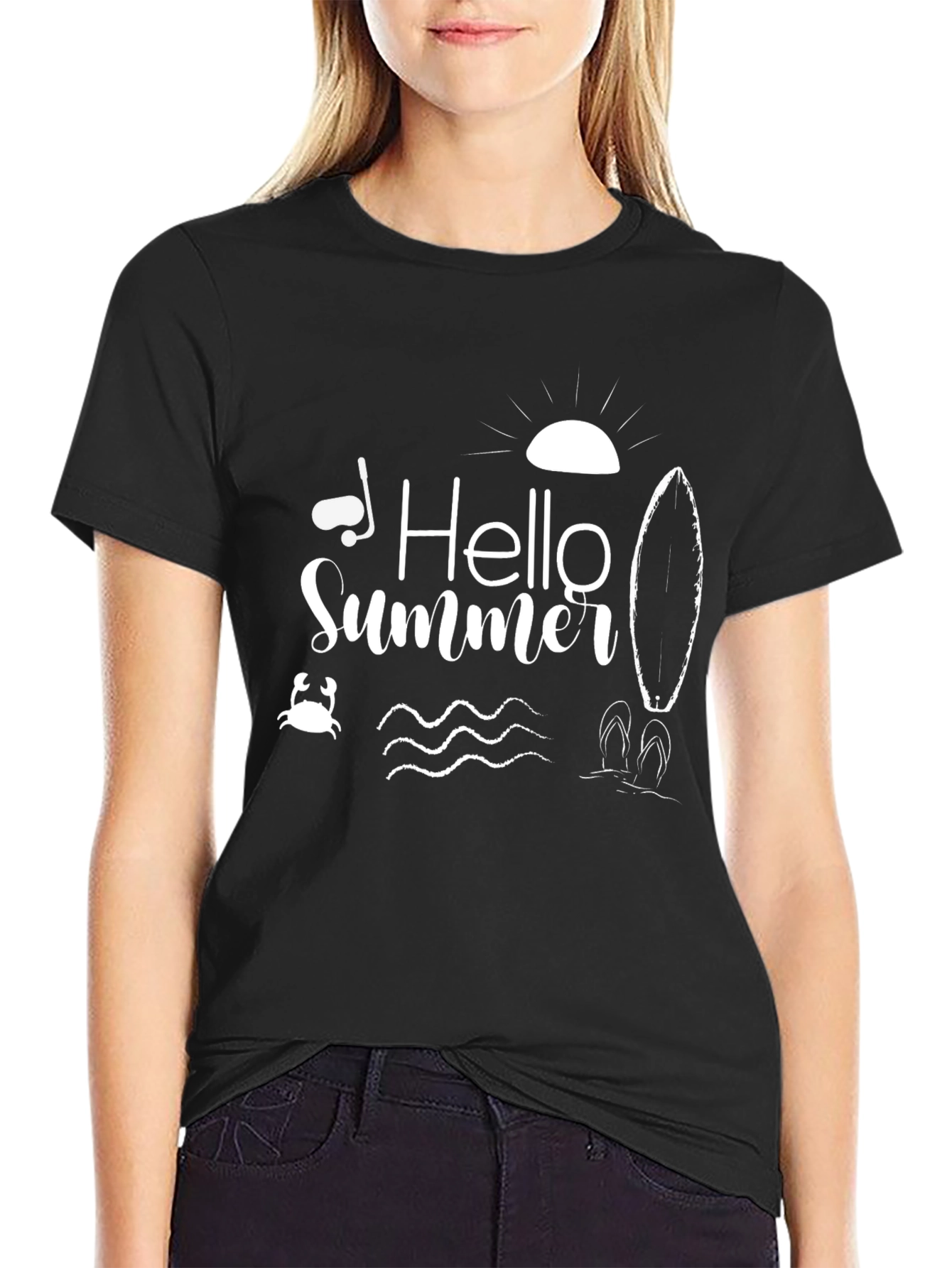 Hello Summer Graphic Tee - Mens Black T-Shirt