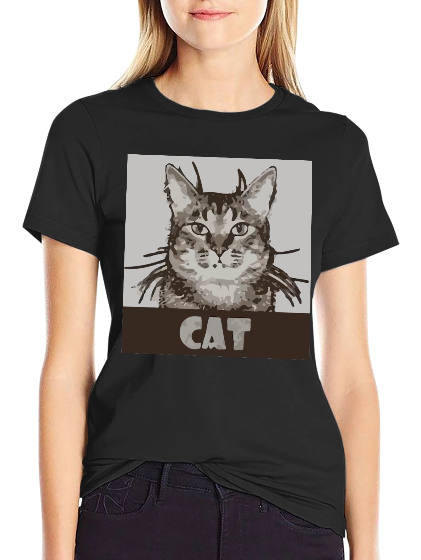 Cat Graphic Tee - Unisex Black T-Shirt