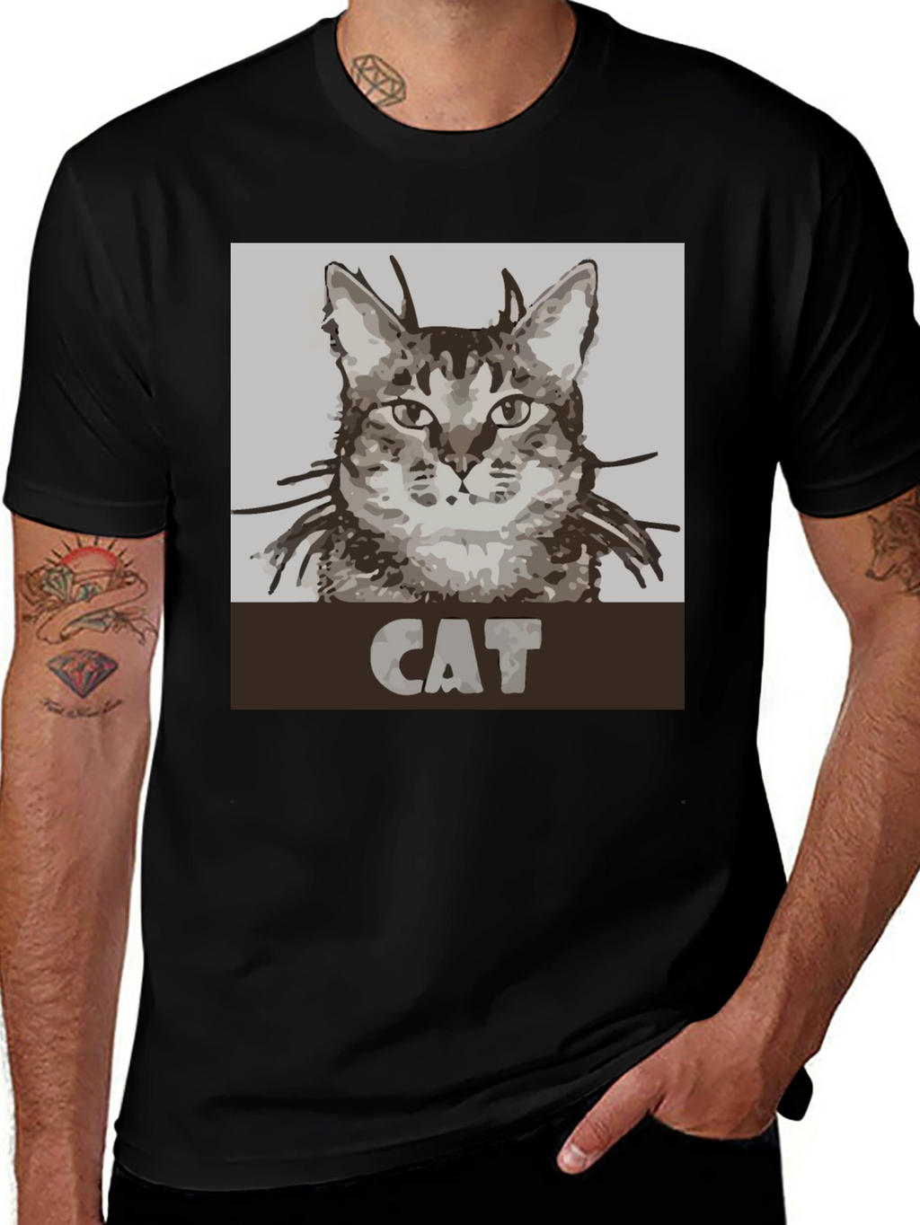 Cat Graphic Tee - Unisex Black T-Shirt