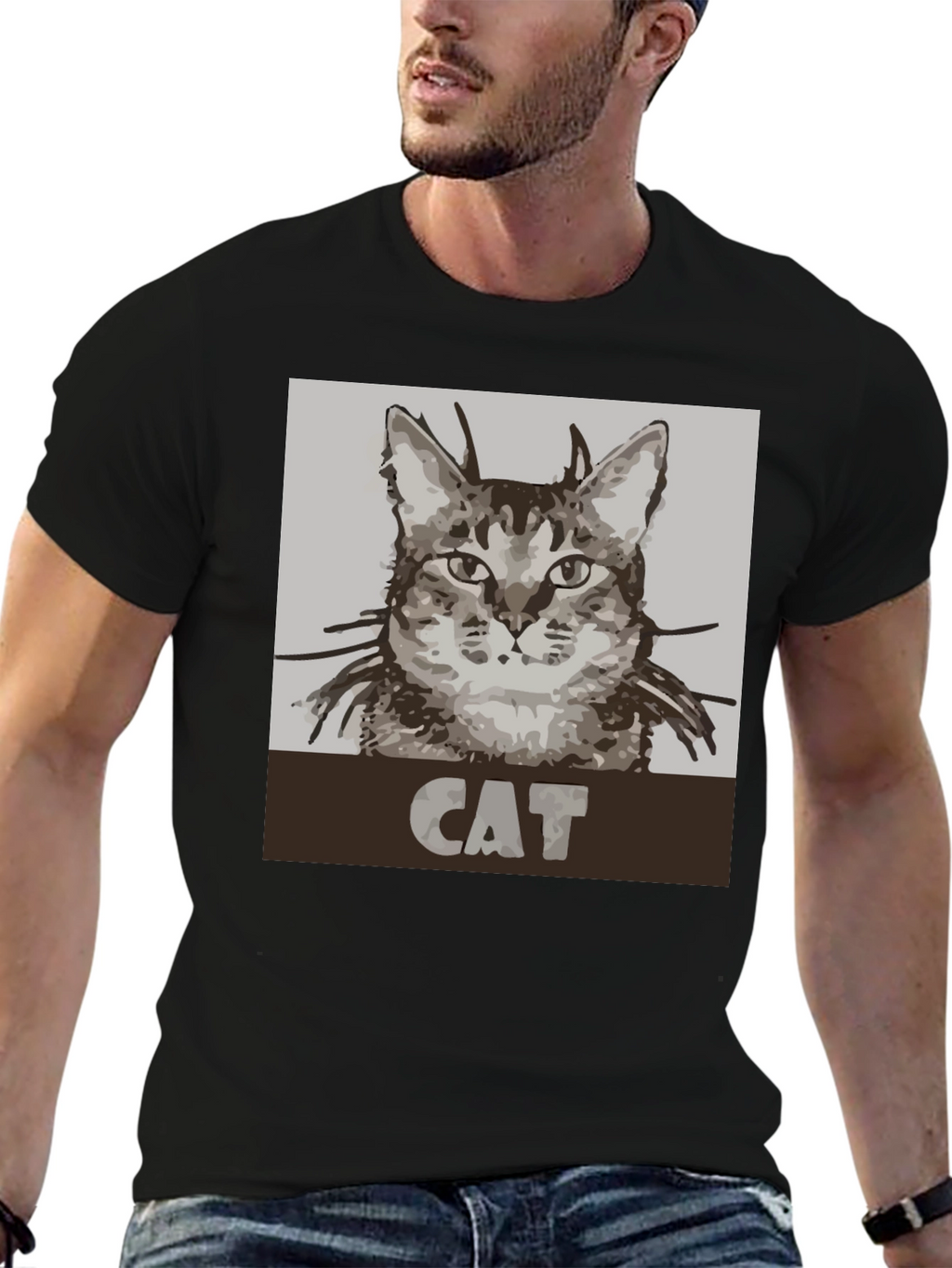 Cat Graphic Tee - Unisex Black T-Shirt
