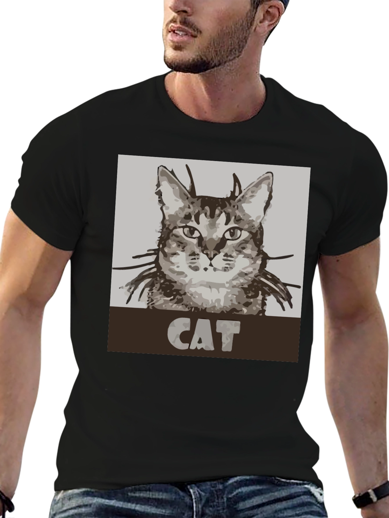 Cat Graphic Tee - Unisex Black T-Shirt