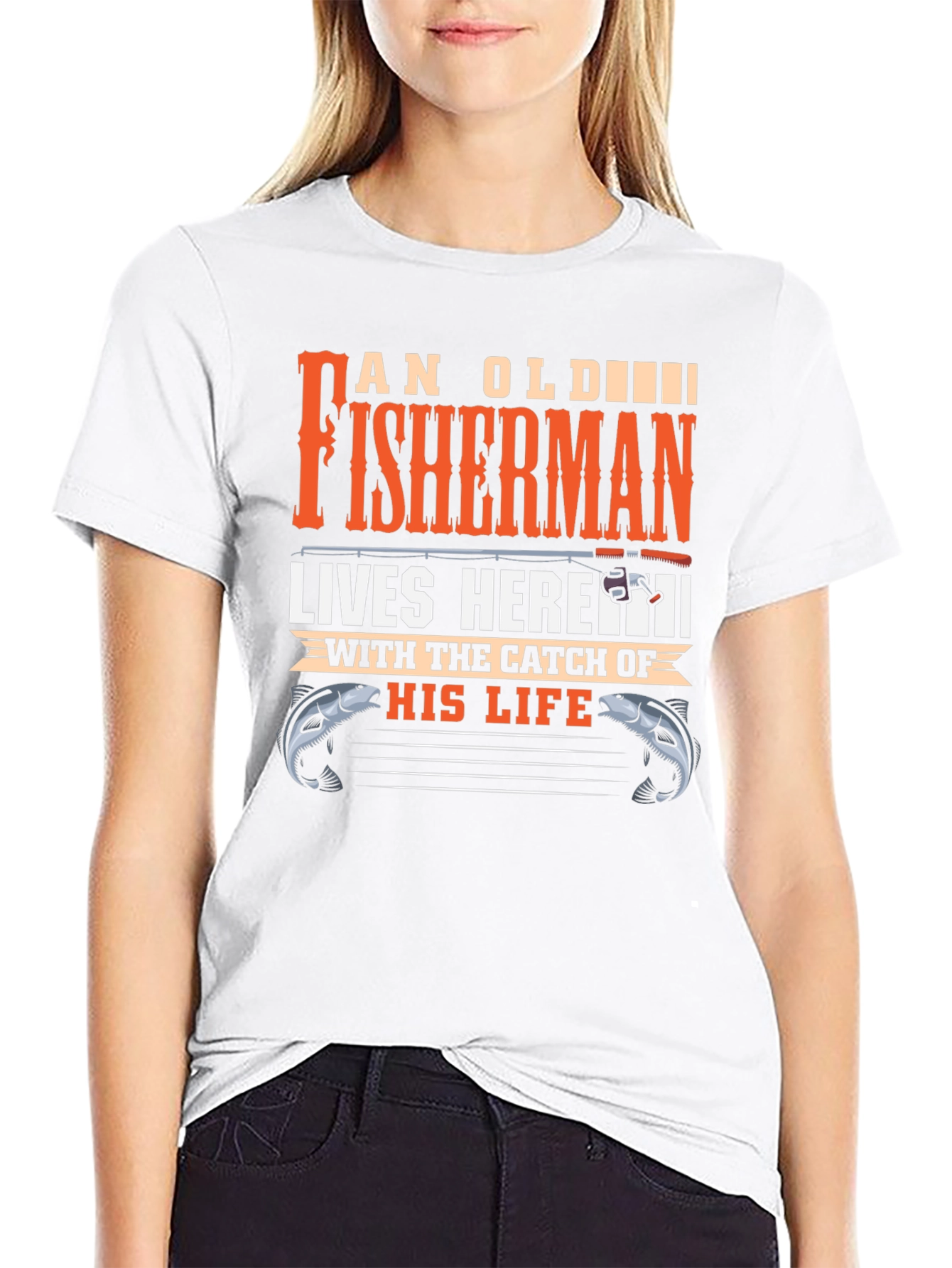 An Old Fisherman Lives Here Graphic Tee