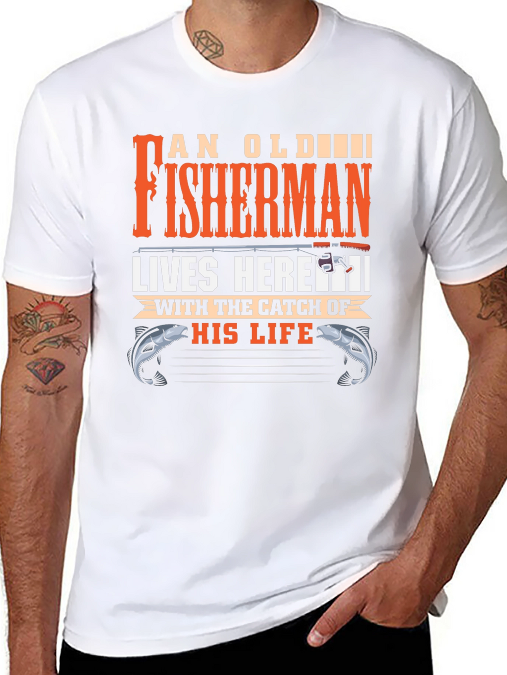 An Old Fisherman Lives Here Graphic Tee