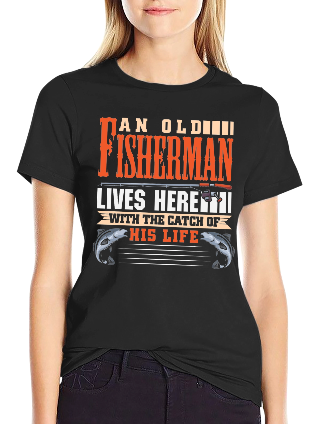 An Old Fisherman Lives Here Graphic Tee