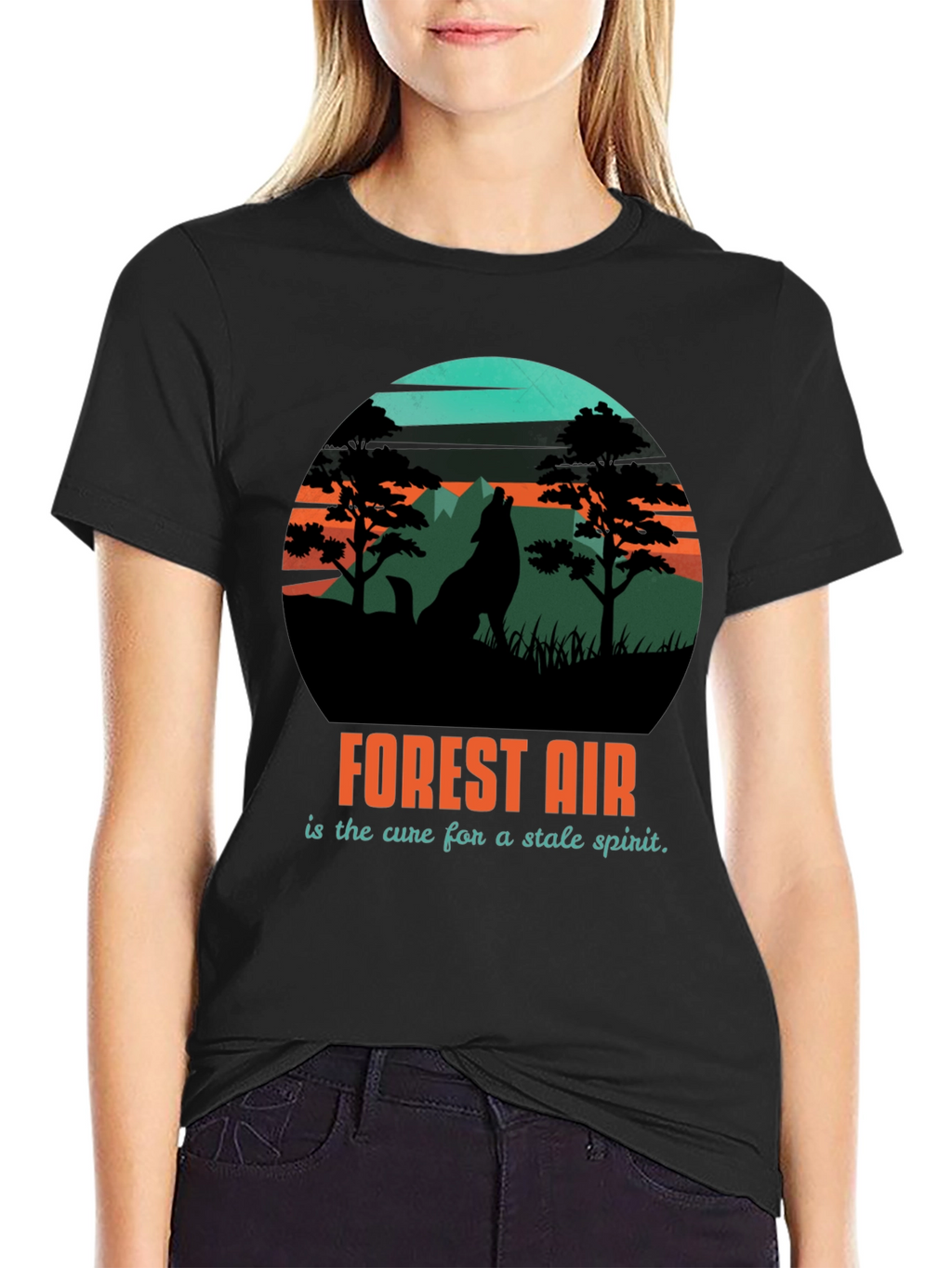 Forest Air Graphic Tee - Nature Wolf Design