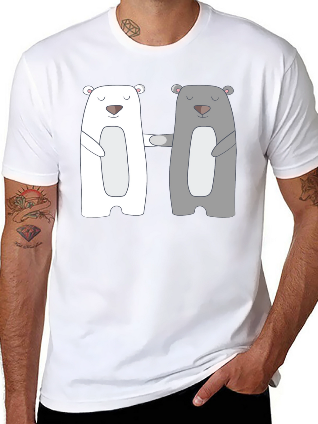 Bear Hug T-Shirt - Cute Cartoon Couple Tee