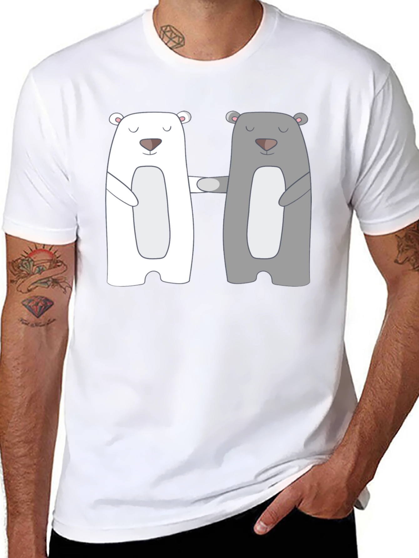 Bear Hug T-Shirt - Cute Cartoon Couple Tee