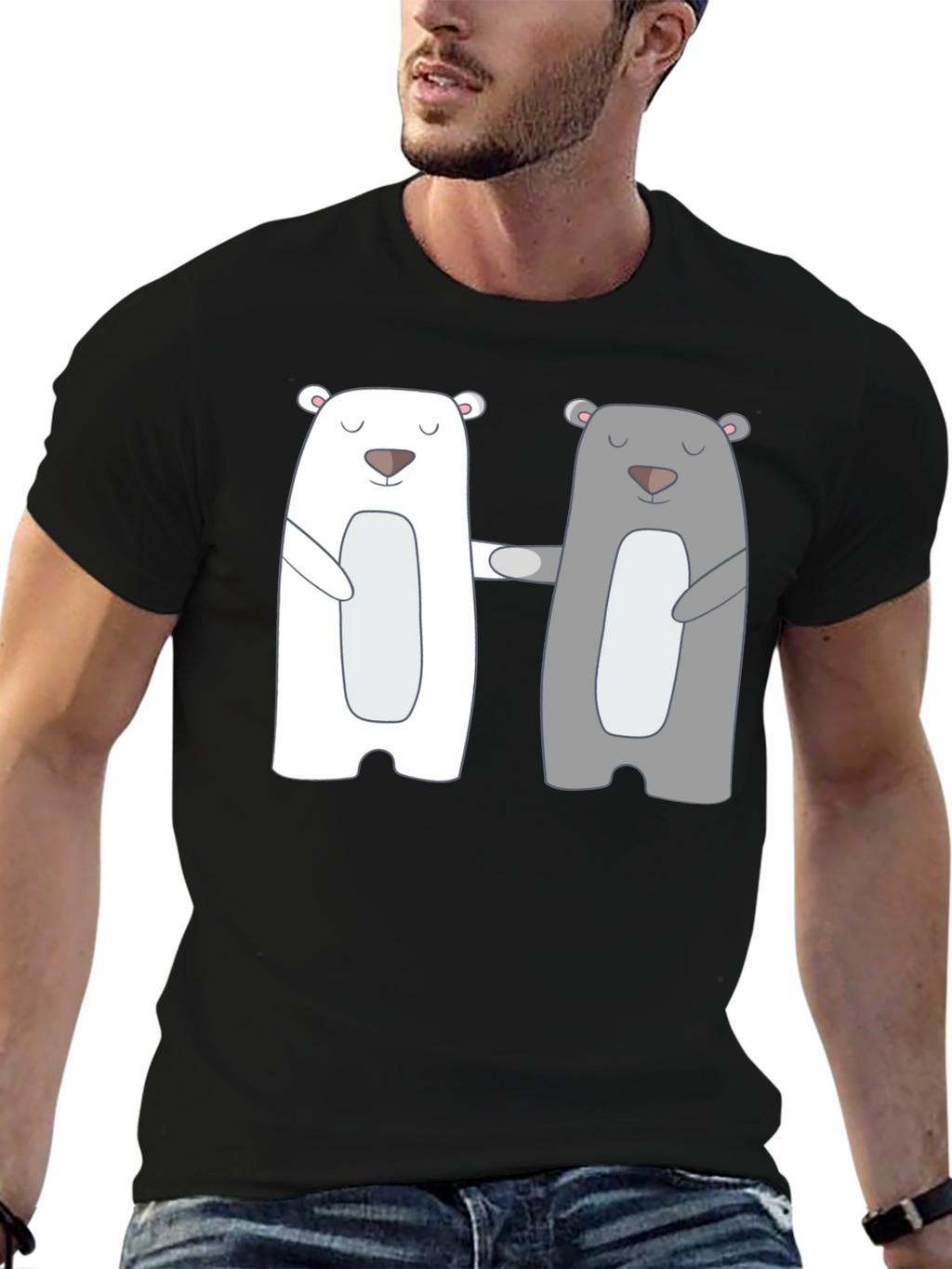 Bear Hug T-Shirt - Cute Cartoon Couple Tee