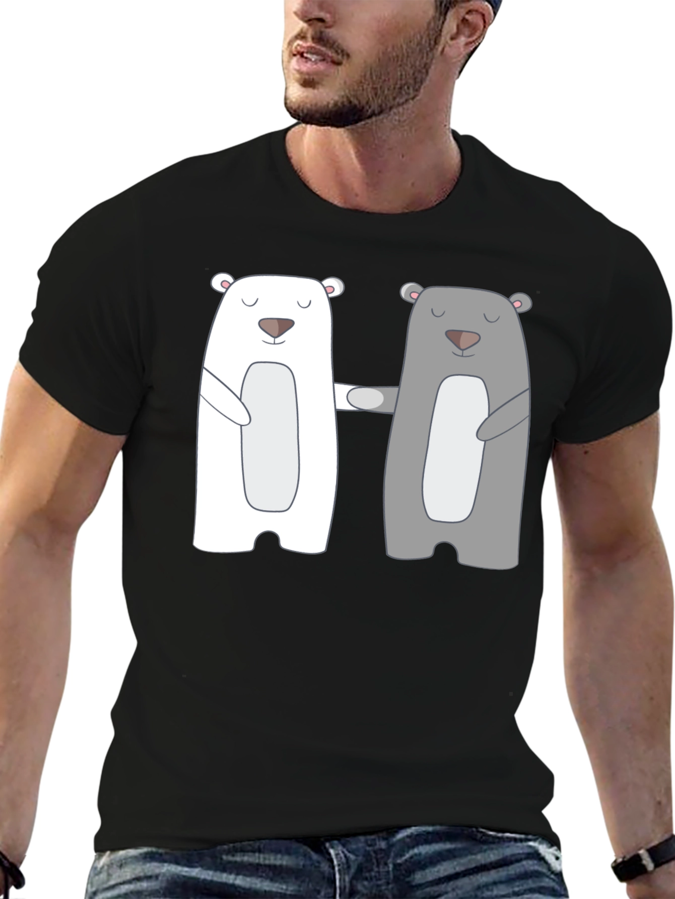 Bear Hug T-Shirt - Cute Cartoon Couple Tee