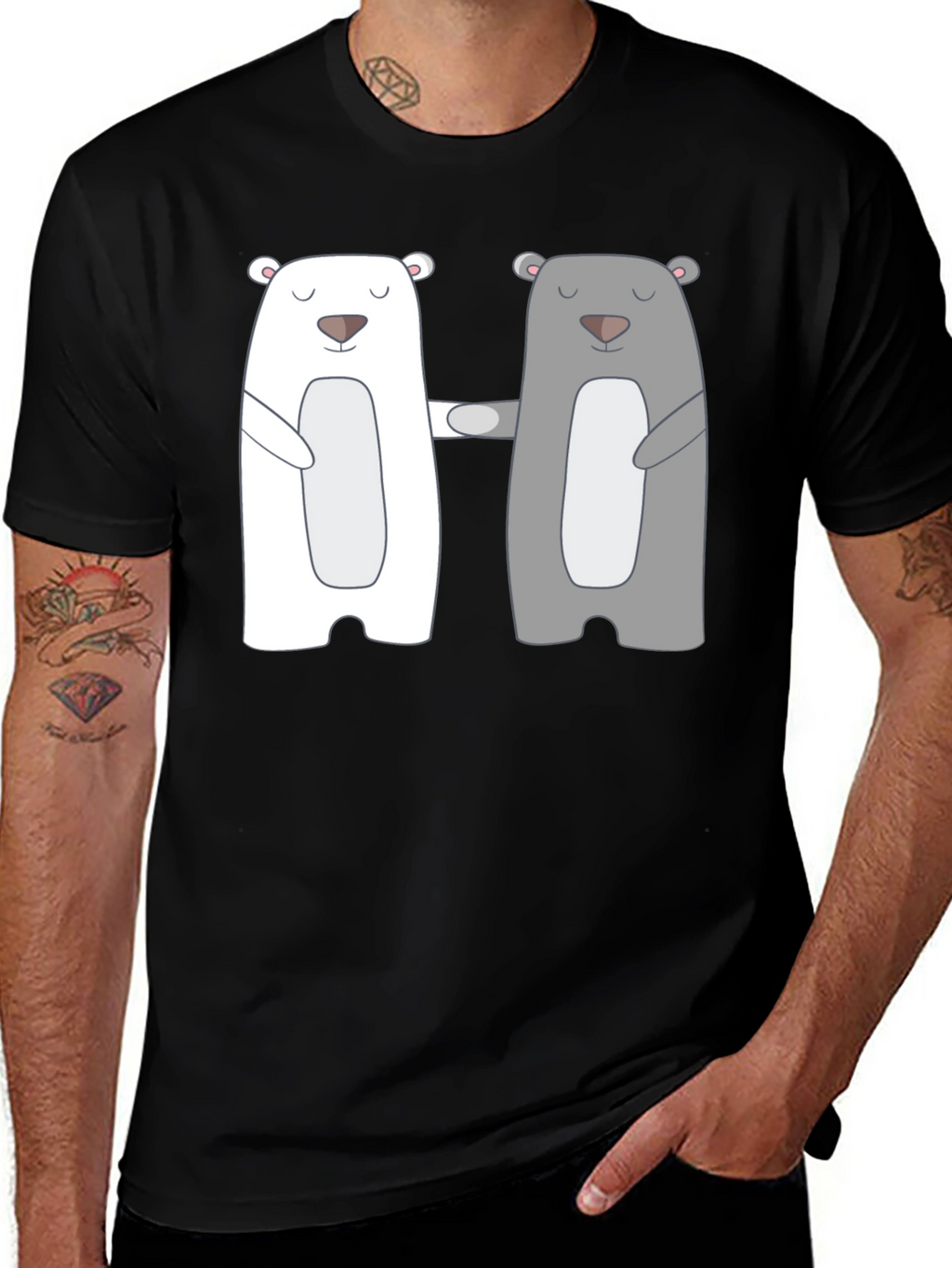Bear Hug T-Shirt - Cute Cartoon Couple Tee