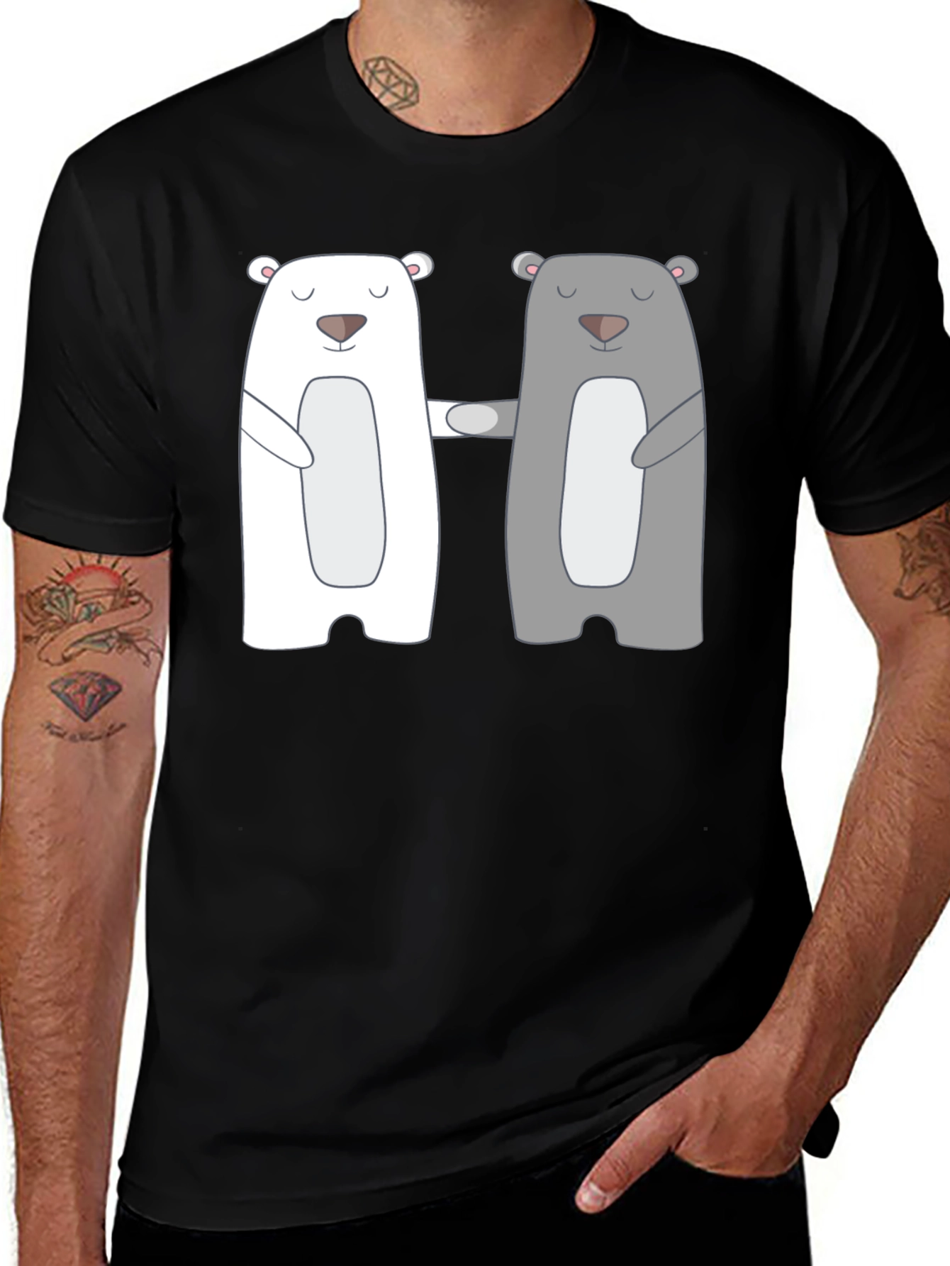 Bear Hug T-Shirt - Cute Cartoon Couple Tee