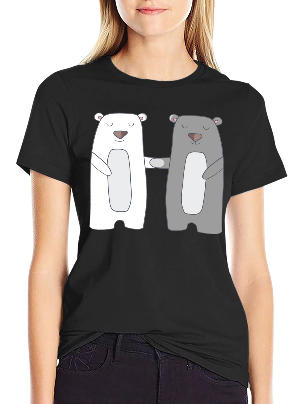 Bear Hug T-Shirt - Cute Cartoon Couple Tee