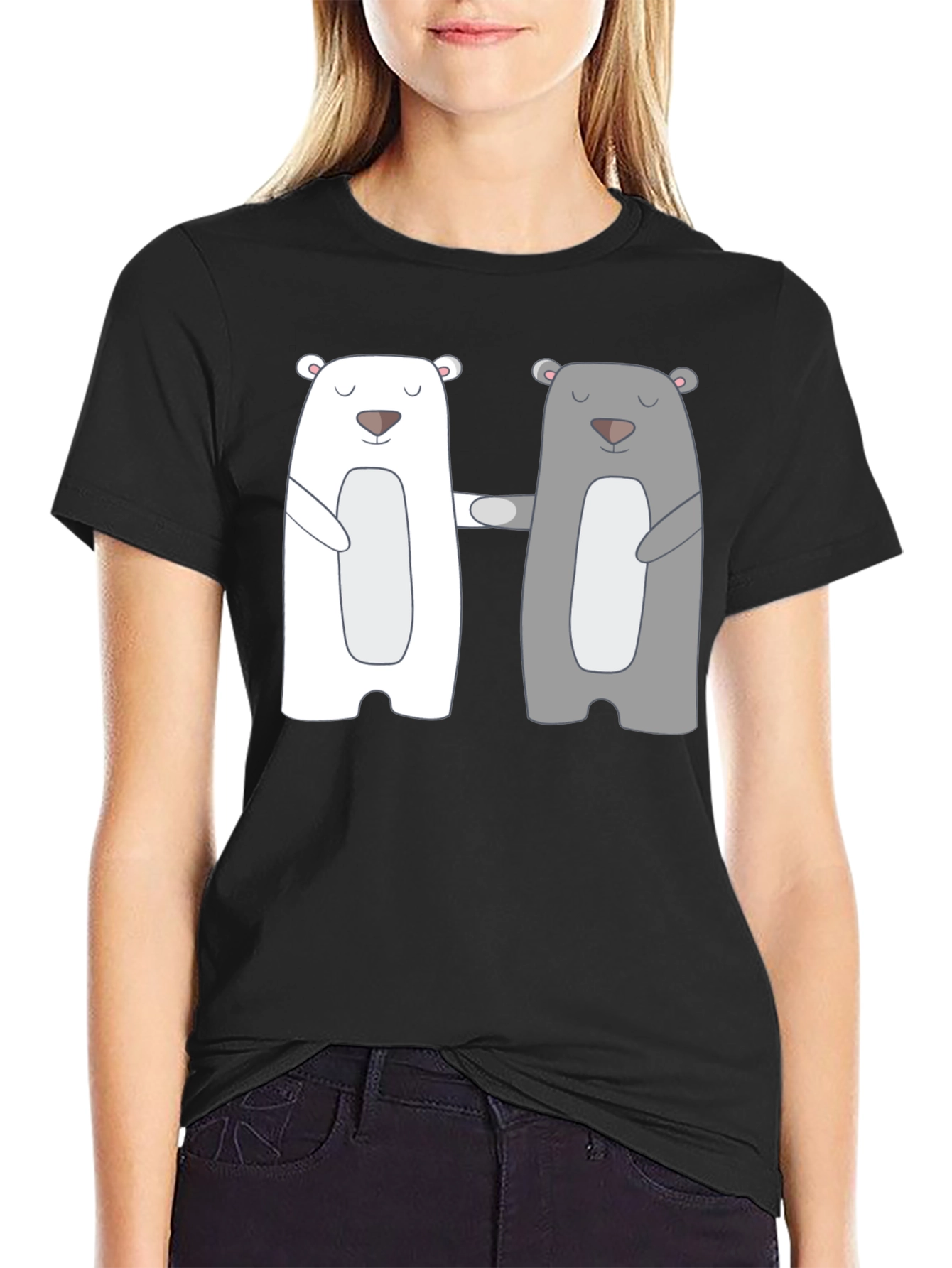 Bear Hug T-Shirt - Cute Cartoon Couple Tee