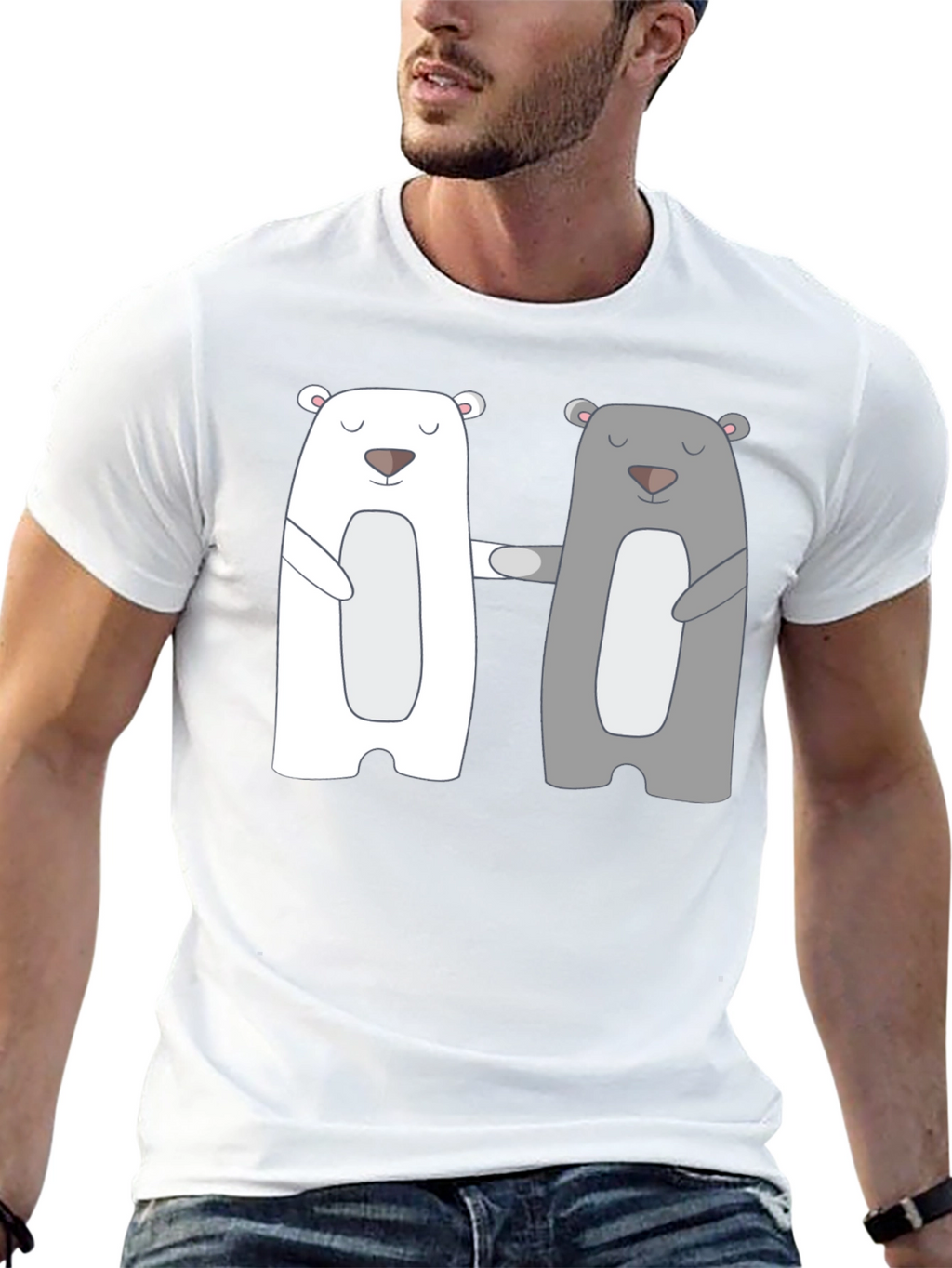 Bear Hug T-Shirt - Cute Cartoon Couple Tee