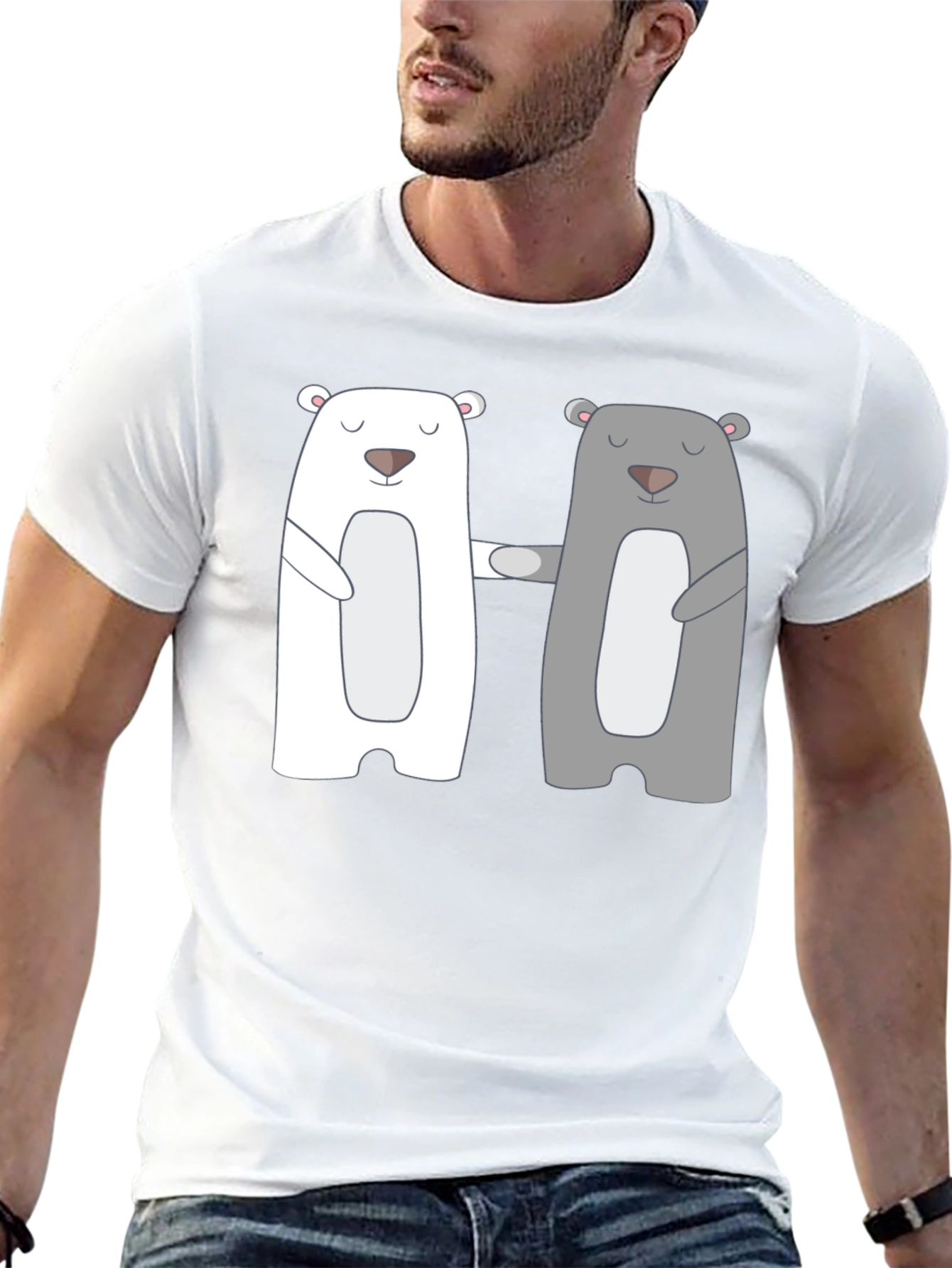Bear Hug T-Shirt - Cute Cartoon Couple Tee
