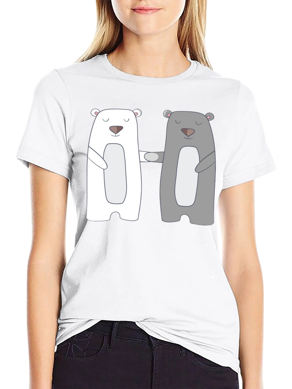 Bear Hug T-Shirt - Cute Cartoon Couple Tee