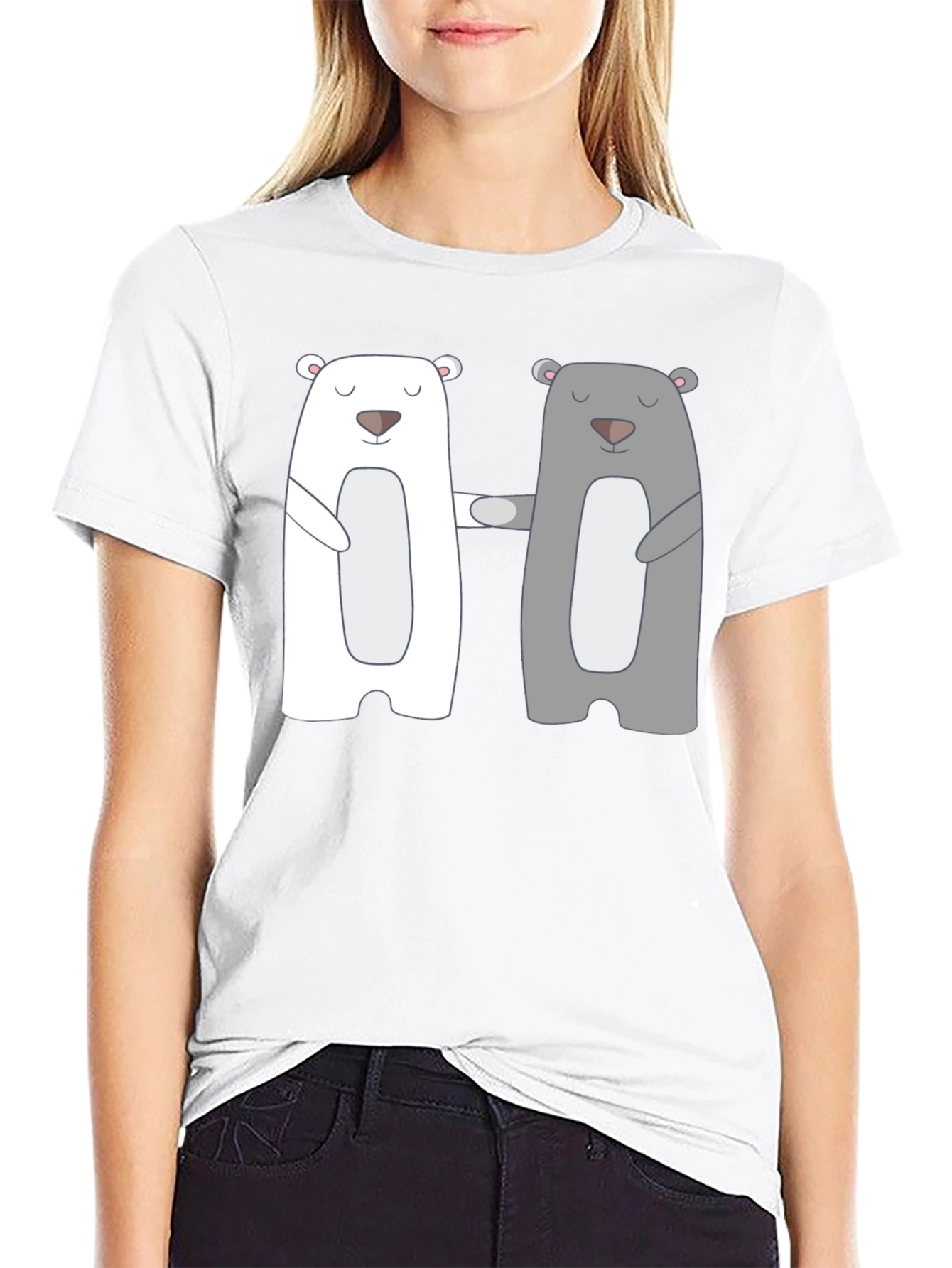Bear Hug T-Shirt - Cute Cartoon Couple Tee
