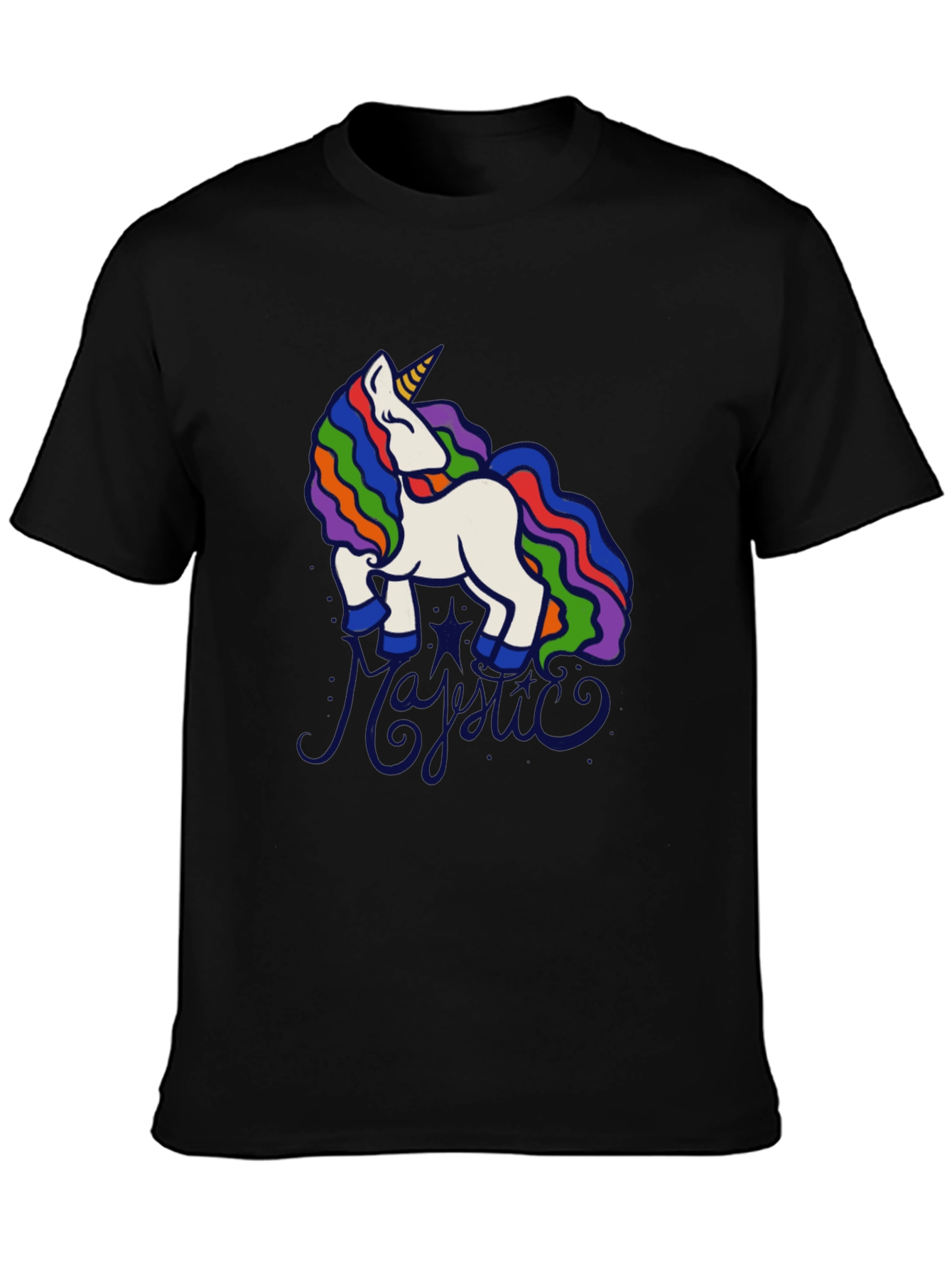 Unicorn Graphic Tee - Rainbow Mane Novelty T-Shirt