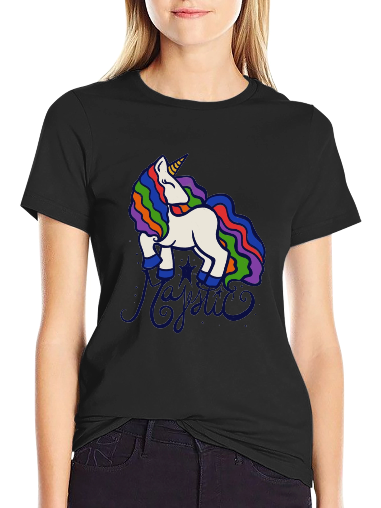 Unicorn Graphic Tee - Rainbow Mane Novelty T-Shirt