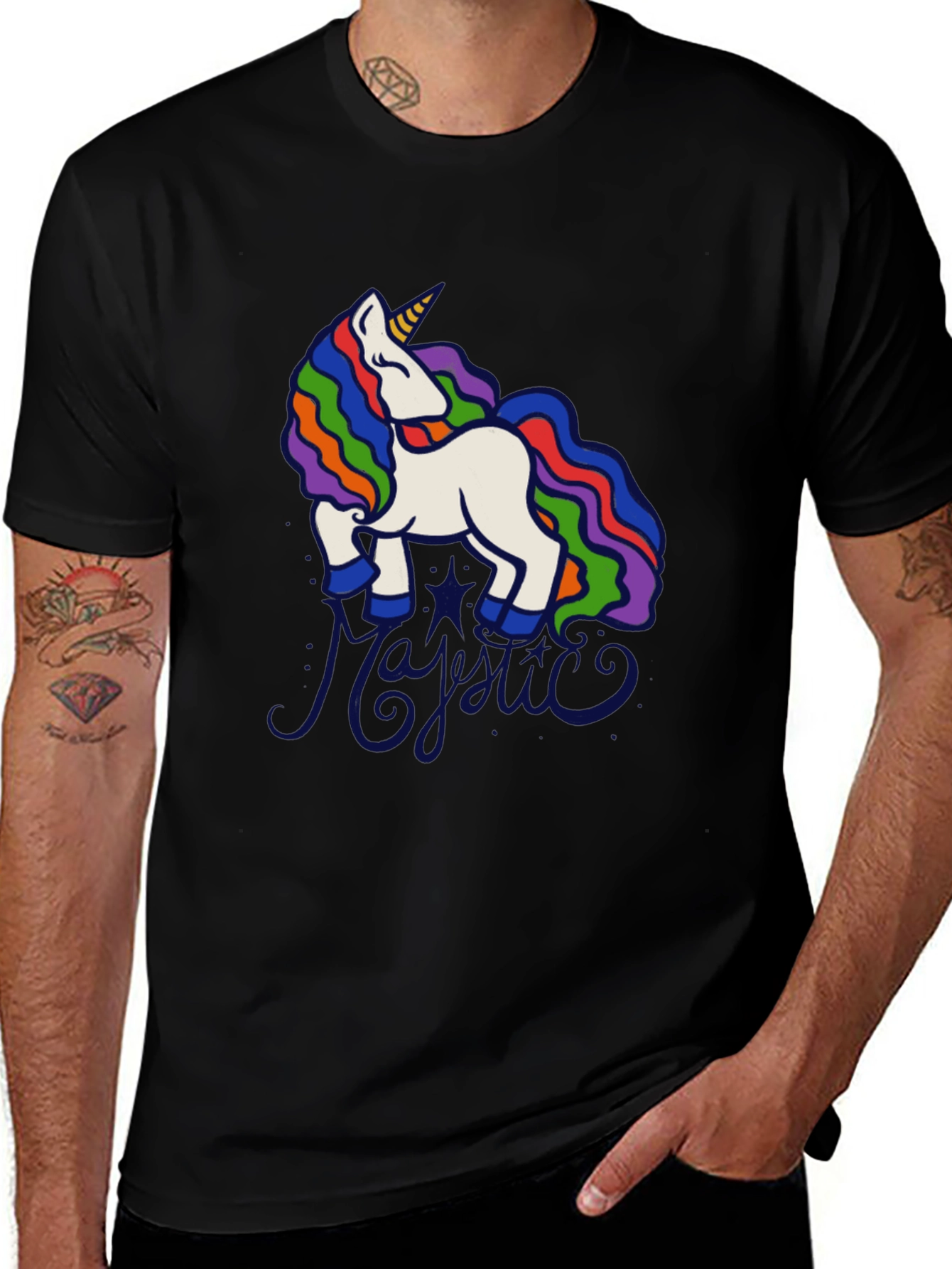 Unicorn Graphic Tee - Rainbow Mane Novelty T-Shirt