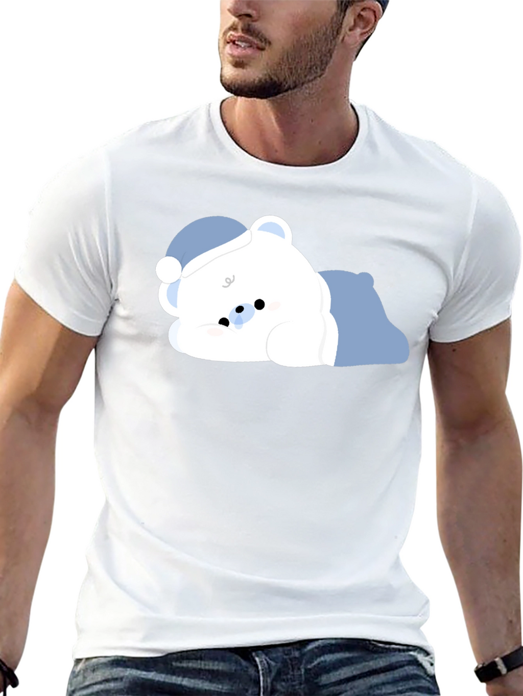 Cute Sleeping Bear Black T-Shirt