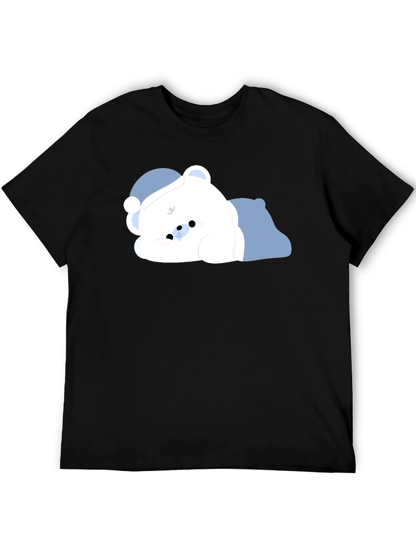 Cute Sleeping Bear Black T-Shirt