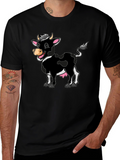 Funny Cartoon Cow Graphic Print T-Shirt
