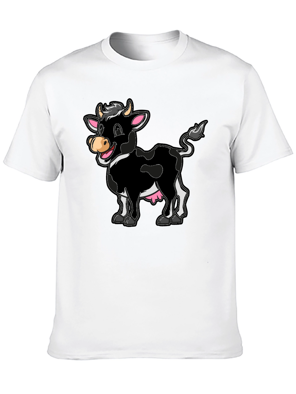 Funny Cartoon Cow Graphic Print T-Shirt