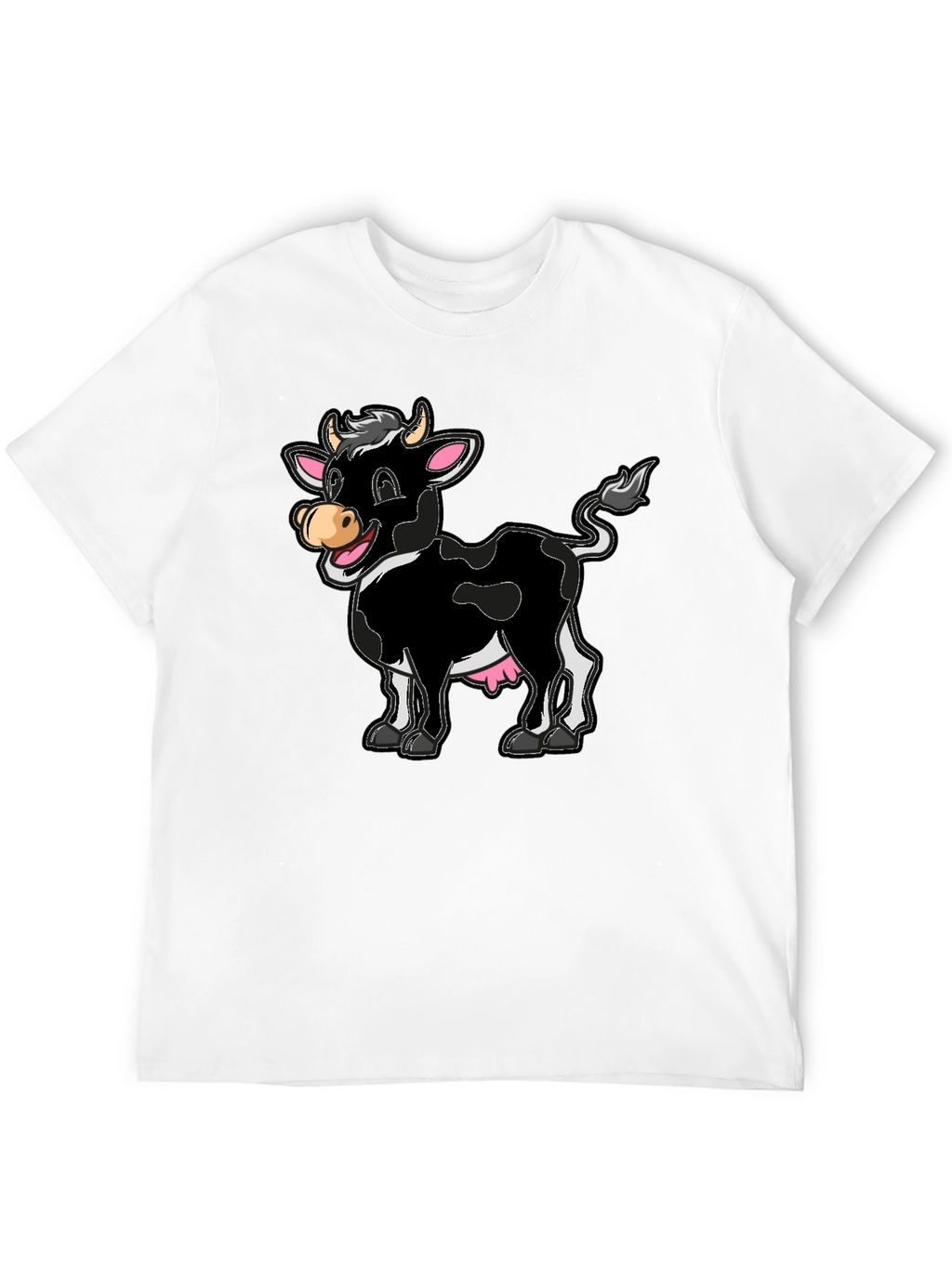 Funny Cartoon Cow Graphic Print T-Shirt