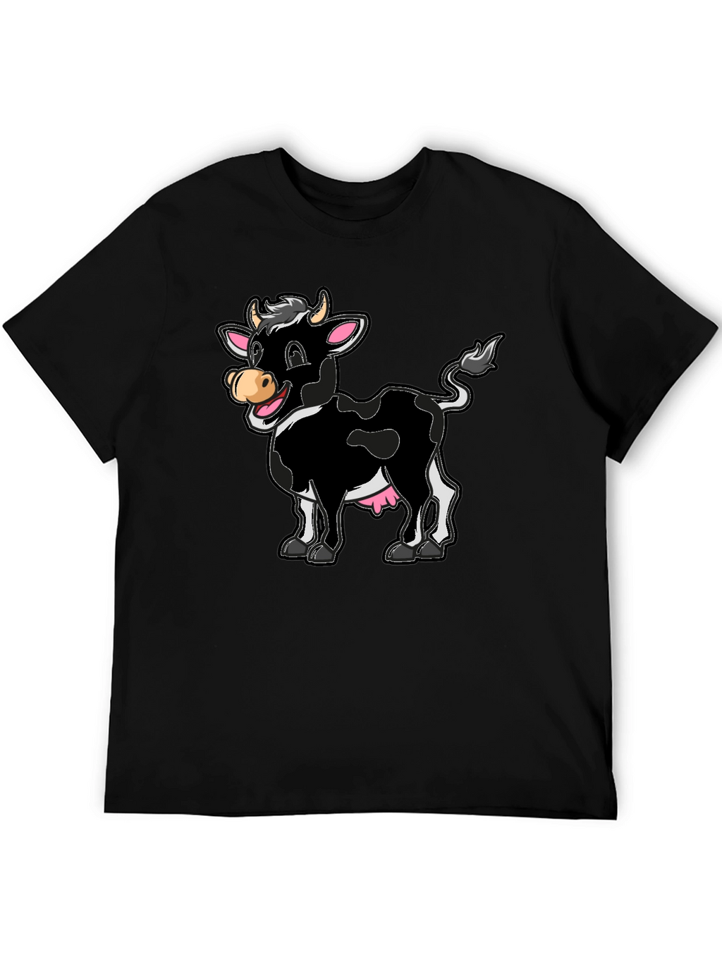 Funny Cartoon Cow Graphic Print T-Shirt